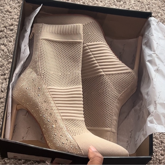 Tan Booties with Diamonds - Picture 3 of 9